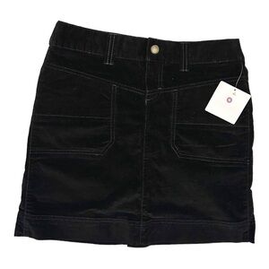 NEW Athleta Cotton Black Mini Skirt Velour Velvet Short Pockets Womens M